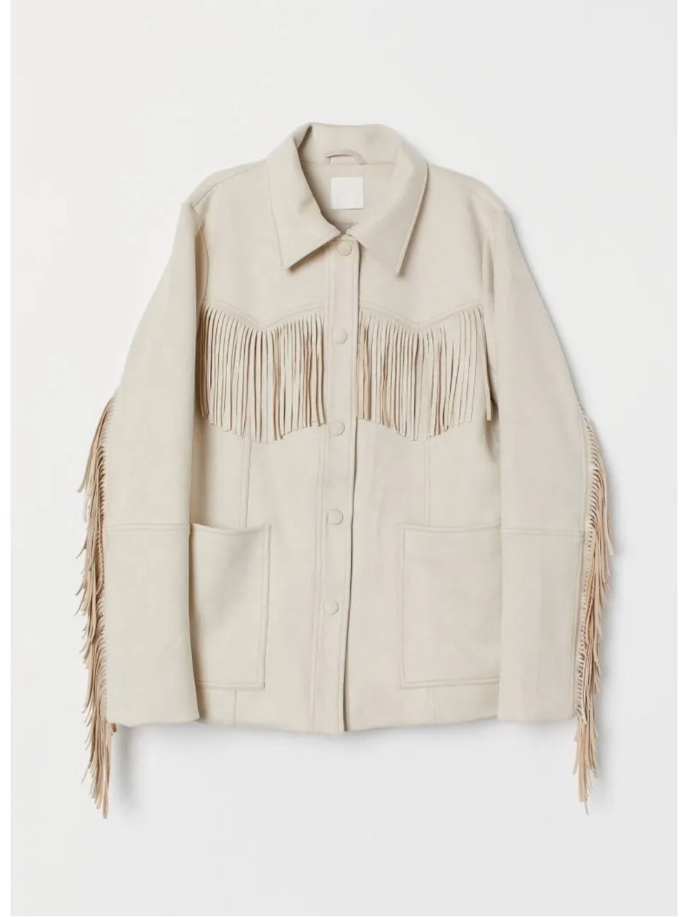 H&M Cream Fringe Button-Front Jacket